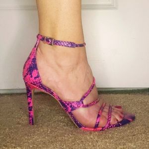 Gianni Bini Pink Snakeskin Strappy Heels